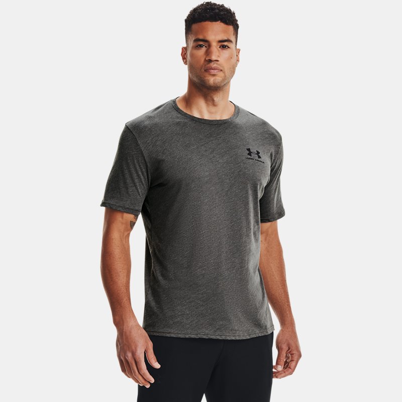 Men's Under Armour Sportstyle Left Chest Short Sleeve Shirt Charcoal Medium Heather / Black XS